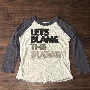 PREFRESH Kids' Let's Blame the Sugar Long Sleeve Tee - Gray and White size 7/8